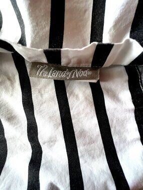 FULL FLAT Sheet Black White Stripe 100% Cotton Pirate LAND Of NOD 81"W x 91"L